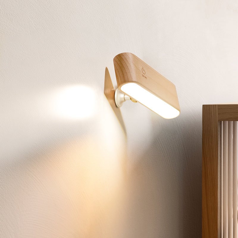 Élégante lampe de bureau en bois massif avec recharge magnétique intégrée