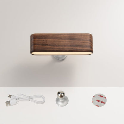 Élégante lampe de bureau en bois massif avec recharge magnétique intégrée