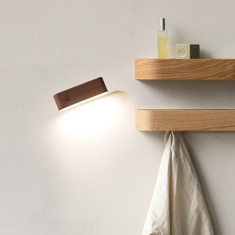 Élégante lampe de bureau en bois massif avec recharge magnétique intégrée