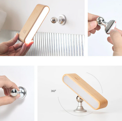 Élégante lampe de bureau en bois massif avec recharge magnétique intégrée